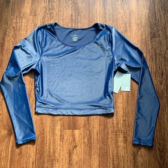Antonio Melani Crop Top Luminous Shimmer Midnight Blue XL NWT - Picture 1 of 7